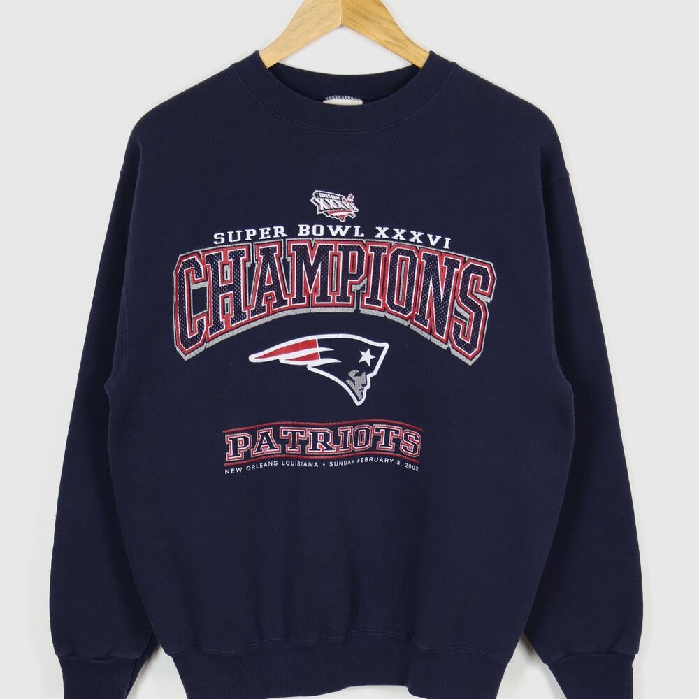 Vintage 90s New England Patiots Super Bowl XXXVI Champions Crewneck Sweatshirt - Picture 1 of 2